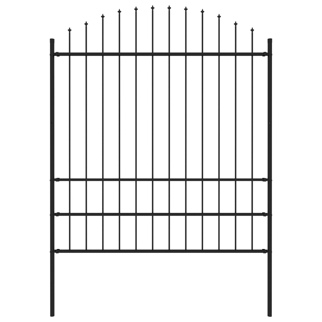 Garden Fence with Spear Top Steel 181x200 cm Black