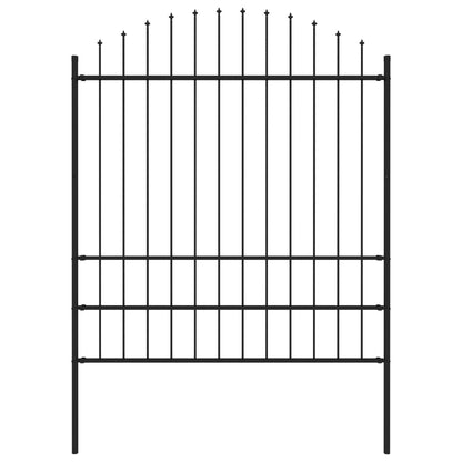 Garden Fence with Spear Top Steel 181x200 cm Black