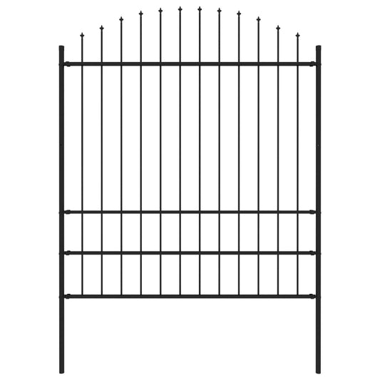 Garden Fence with Spear Top Steel 181x200 cm Black