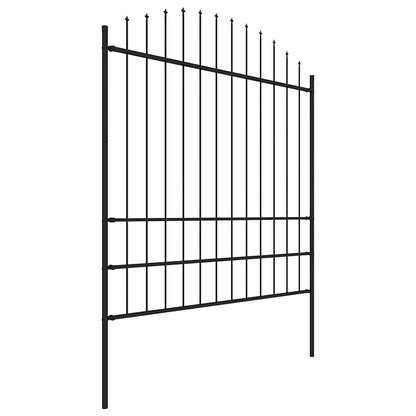 Garden Fence with Spear Top Steel 181x200 cm Black
