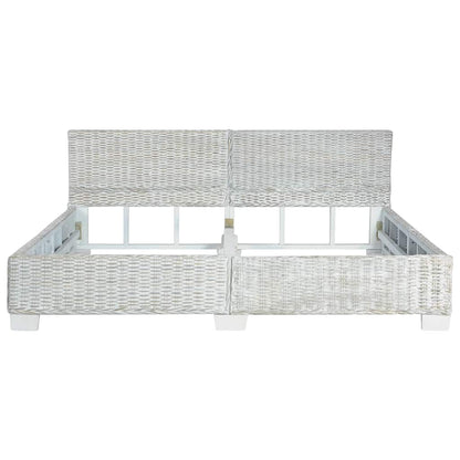 Bed Frame without Mattress Grey Natural Rattan 180x200 cm Super King