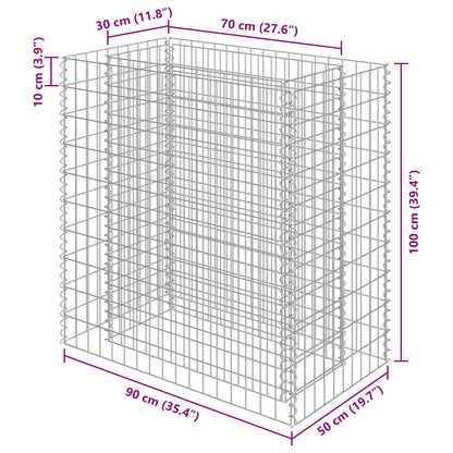 Gabion Raised Bed Galvanised Steel 90x50x100 cm