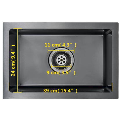 Handmade Kitchen Sink Black Stainless Steel