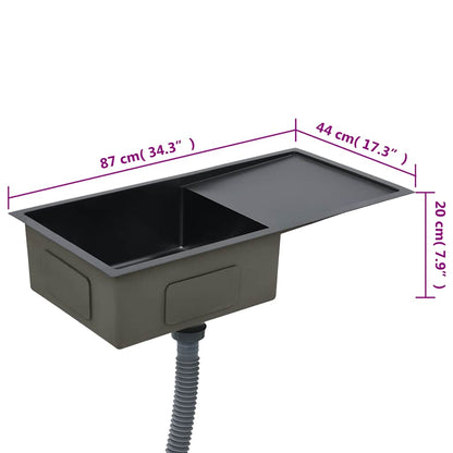 Handmade Kitchen Sink Black Stainless Steel