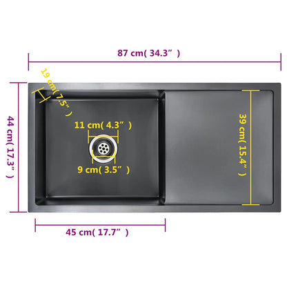 Handmade Kitchen Sink Black Stainless Steel