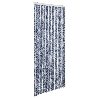 Insect Curtain Blue, White and Silver 90x220 cm Chenille