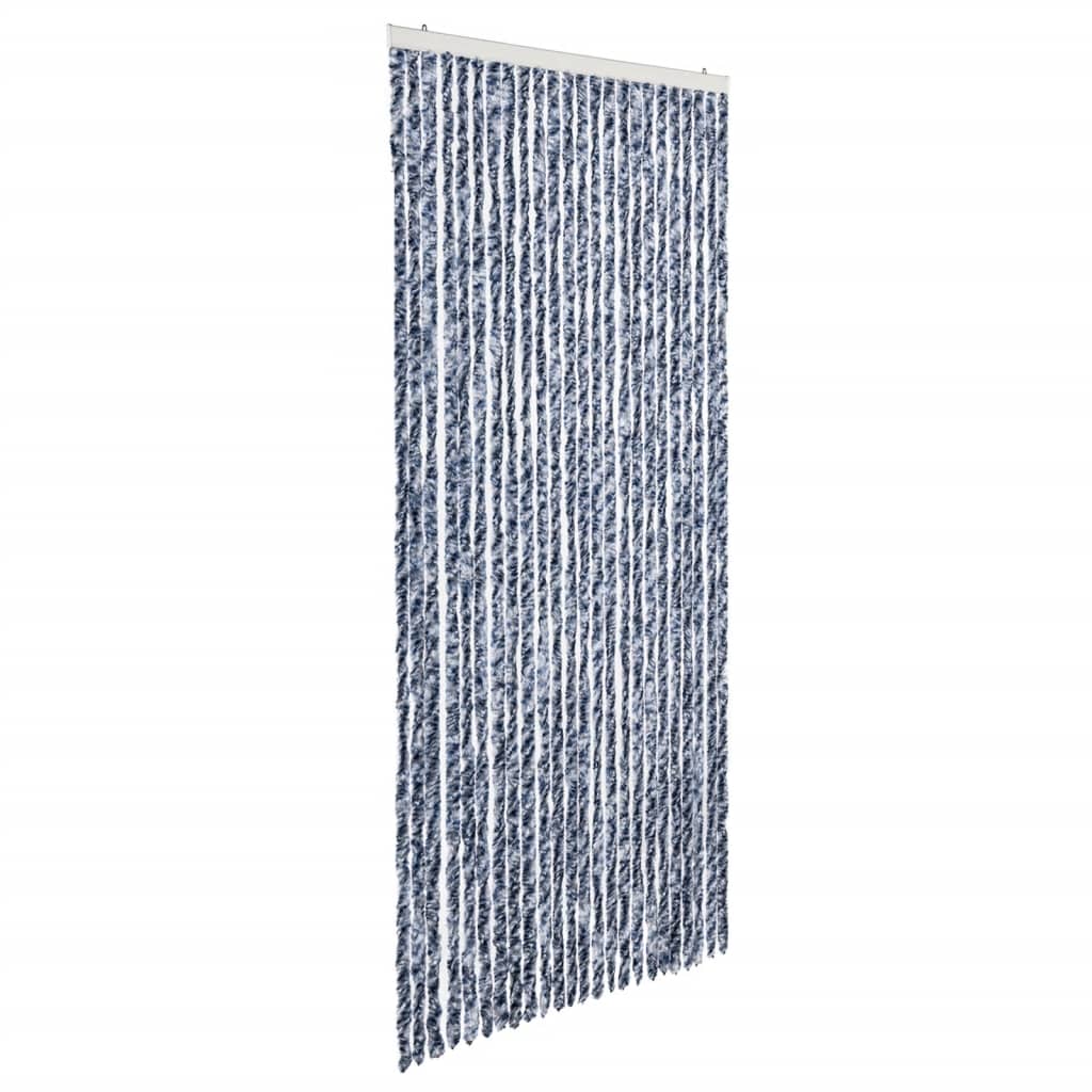 Insect Curtain Blue, White and Silver 100x220 cm Chenille