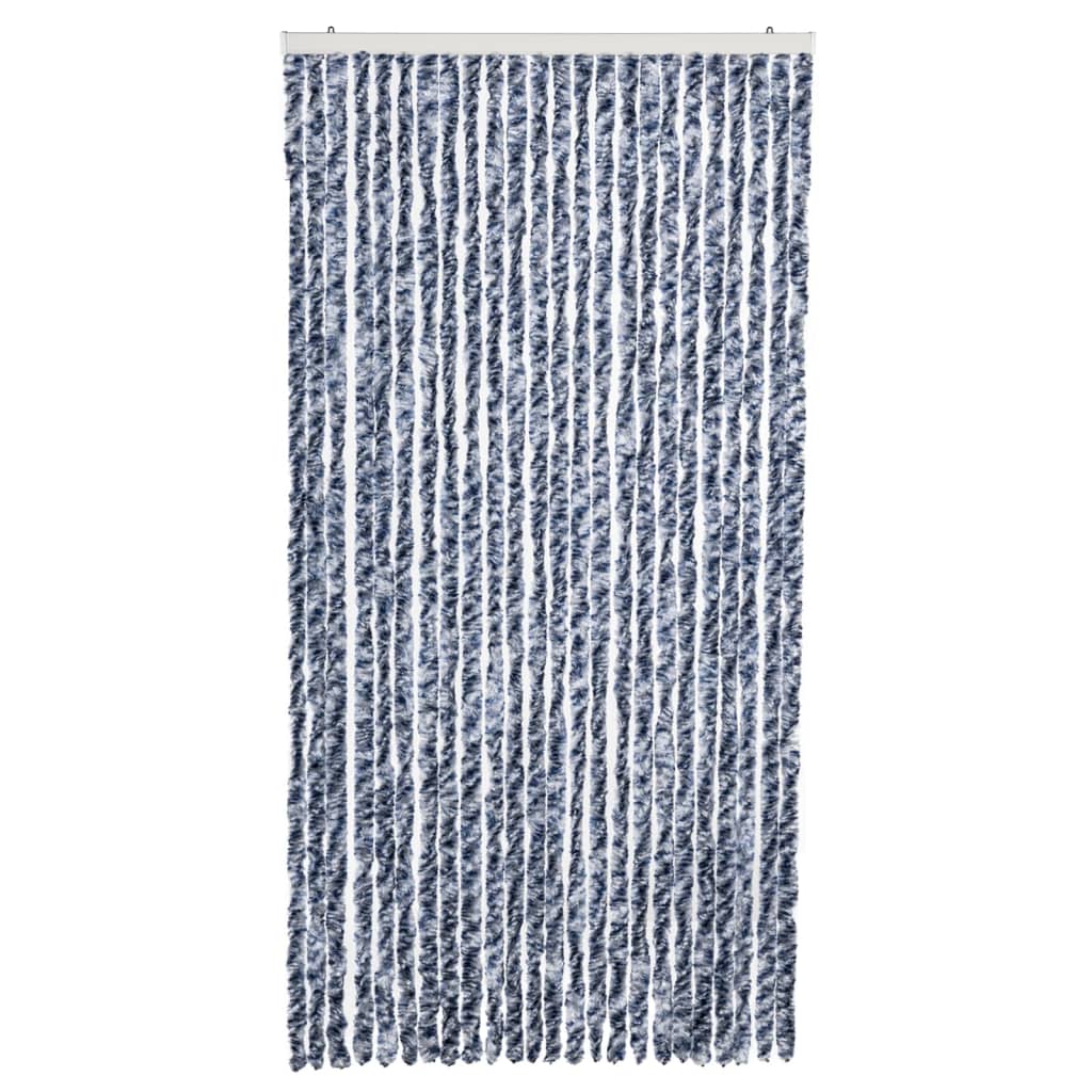 Insect Curtain Blue, White and Silver 100x220 cm Chenille