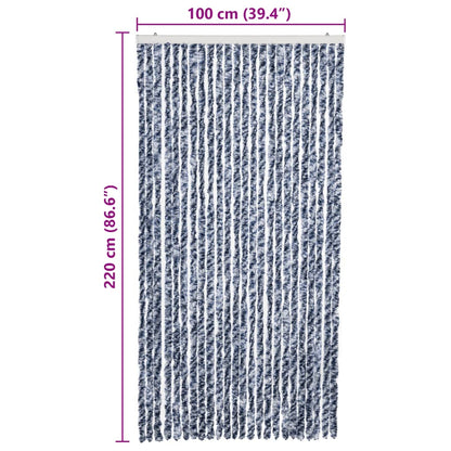 Insect Curtain Blue, White and Silver 100x220 cm Chenille