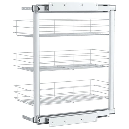 3-Tier Pull-out Kitchen Wire Basket Silver 47x25x56 cm