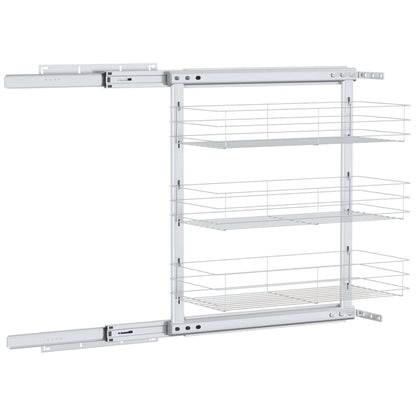 3-Tier Pull-out Kitchen Wire Basket Silver 47x25x56 cm
