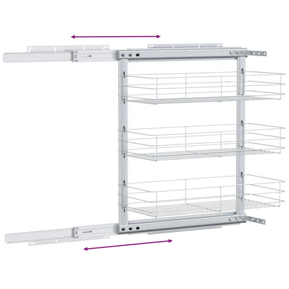 3-Tier Pull-out Kitchen Wire Basket Silver 47x25x56 cm