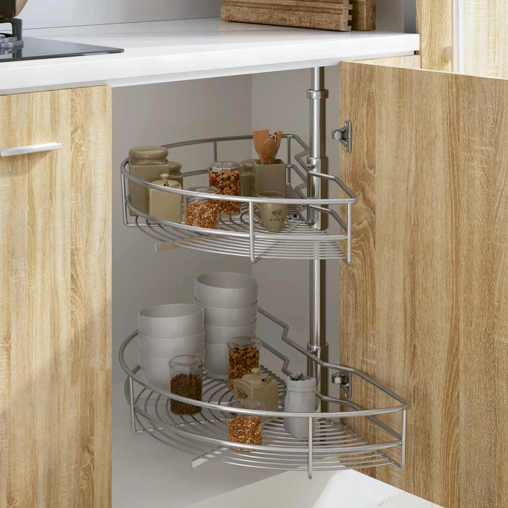 2-Tier Kitchen Wire Basket Silver 180 Degree 75x38x80 cm