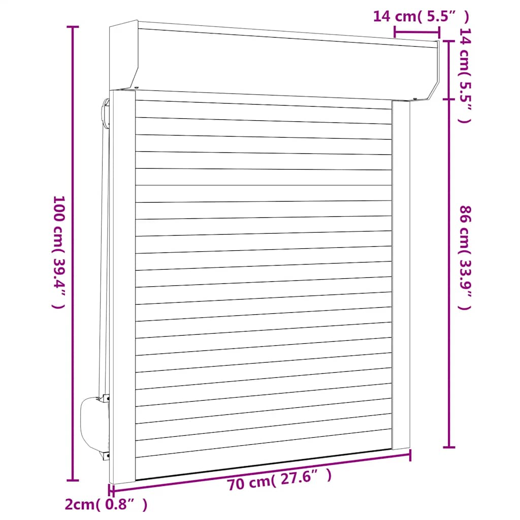 Roller Shutter Aluminium 70x100 cm White