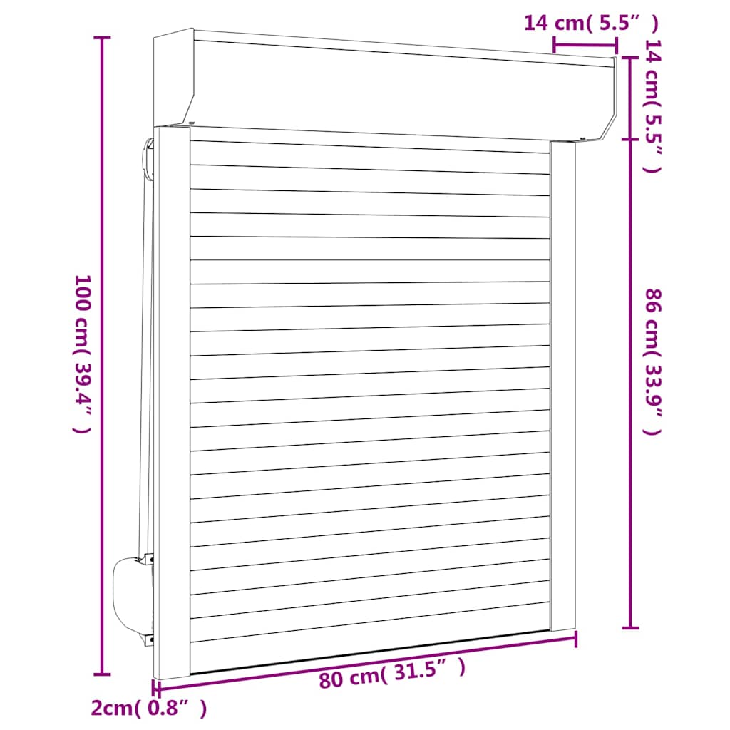 Roller Shutter Aluminium 80x100 cm White