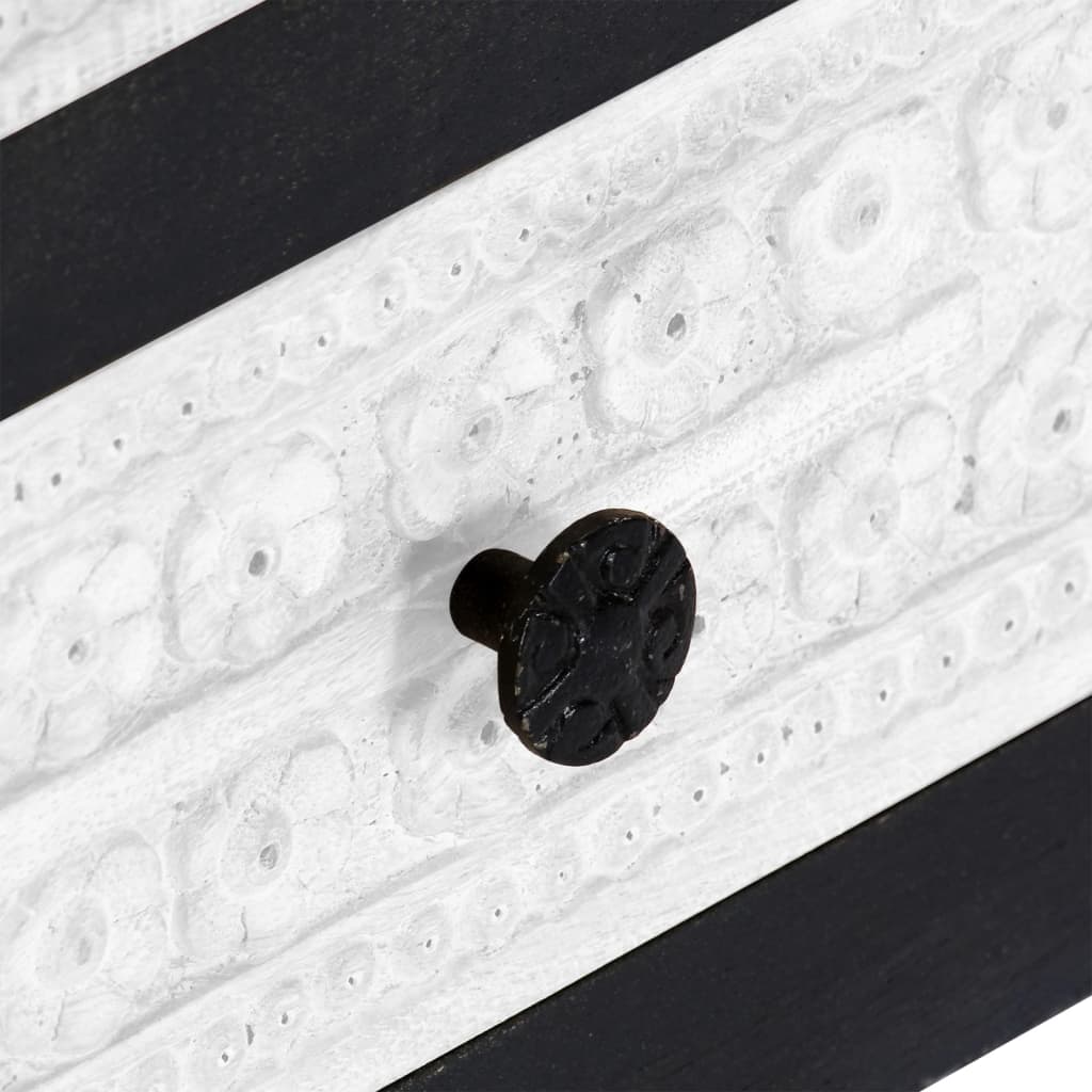 Hand Carved TV Cabinet Grey&White 120x30x40 cm Solid Wood Mango