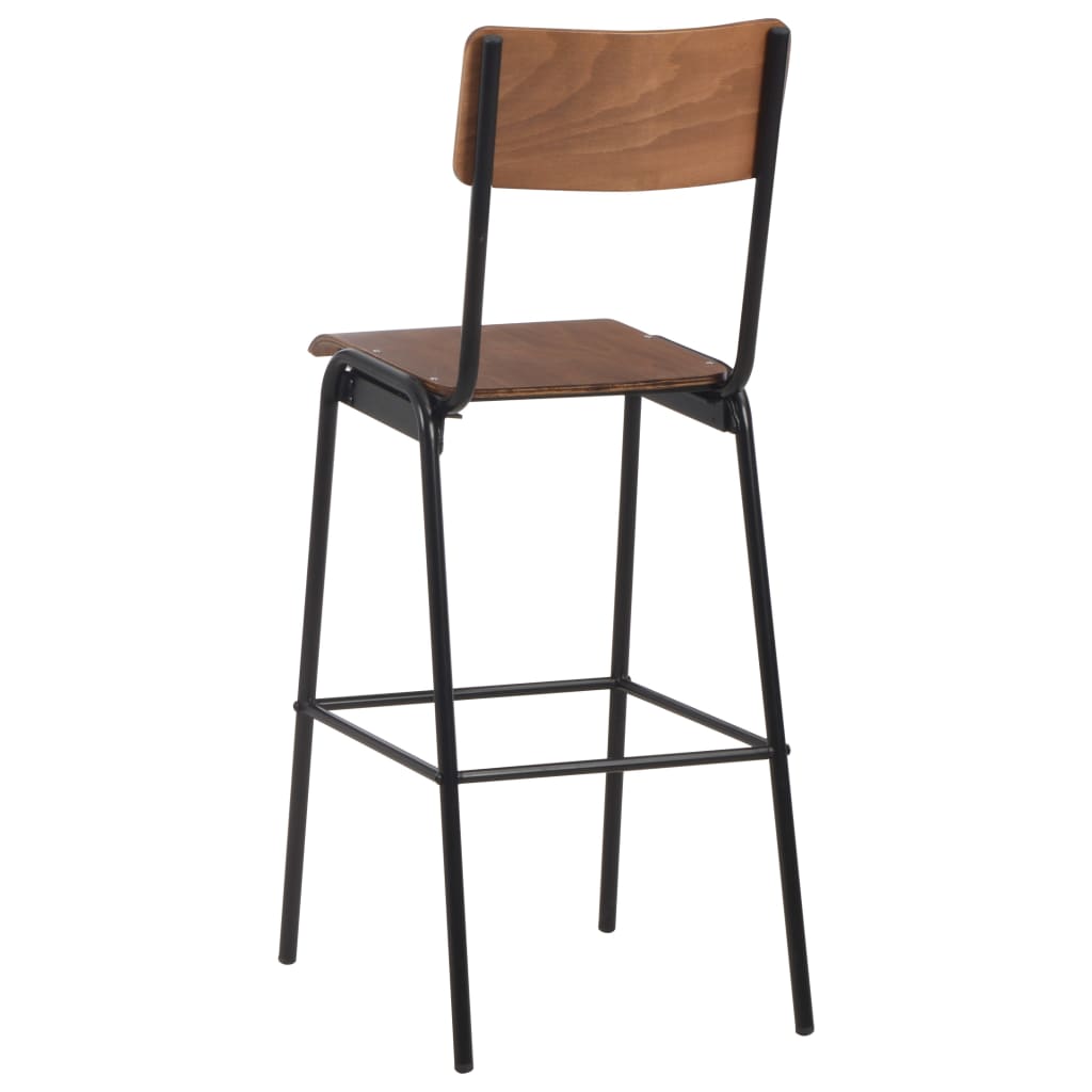3 Piece Bar Set Steel Brown Black