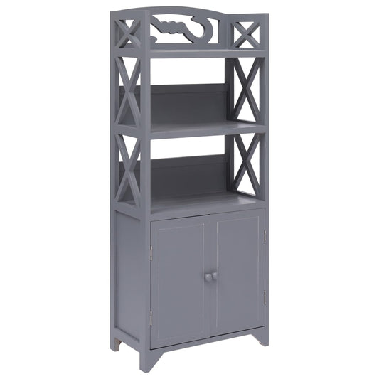 Bathroom Cabinet Grey 46x24x116 cm Paulownia Wood