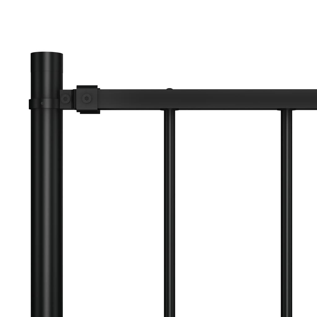 Fence Panel with Posts Powder-coated Steel 1.81x0.75 m Black