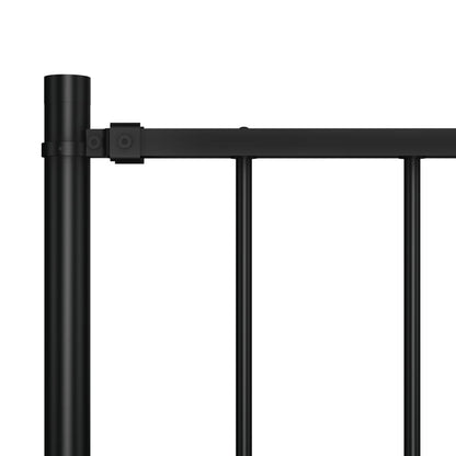 Fence Panel with Posts Powder-coated Steel 1.81x0.75 m Black