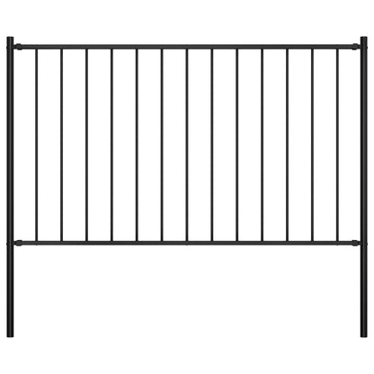 Fence Panel with Posts Powder-coated Steel 1.81x1 m Black