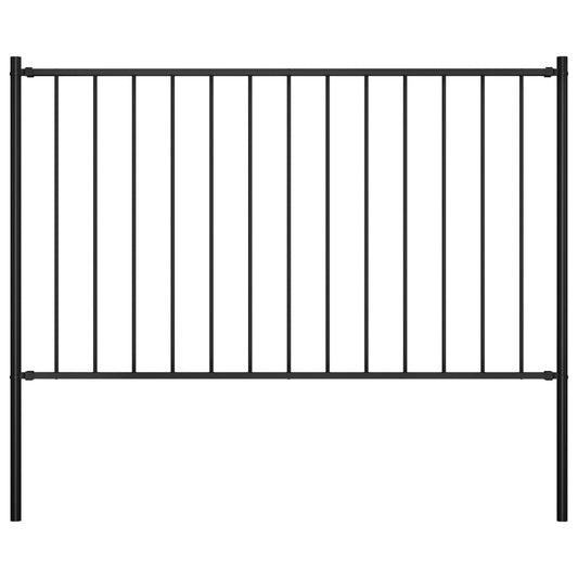 Fence Panel with Posts Powder-coated Steel 1.81x1 m Black