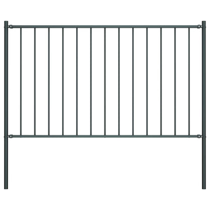 Fence Panel with Posts Powder-coated Steel 1.81x0.75 m Anthracite