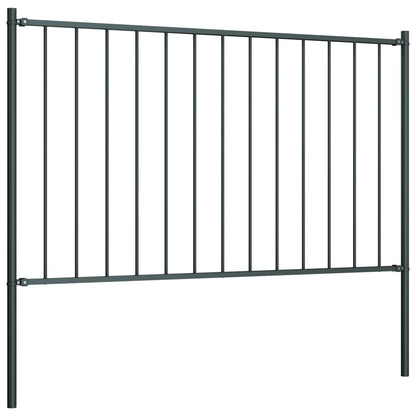 Fence Panel with Posts Powder-coated Steel 1.81x0.75 m Anthracite