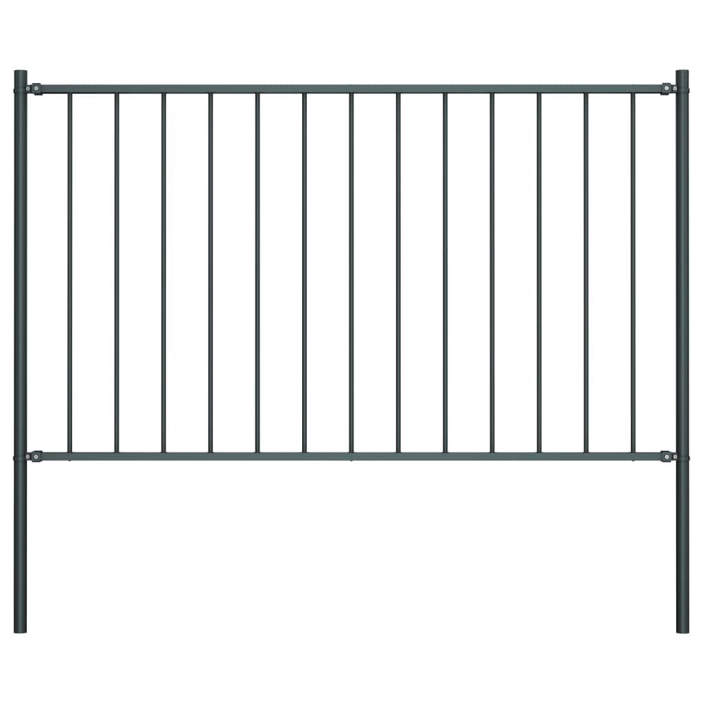 Fence Panel with Posts Powder-coated Steel 1.81x1.25 m Anthracite