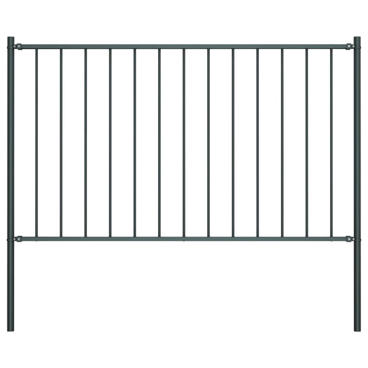 Fence Panel with Posts Powder-coated Steel 1.81x1.25 m Anthracite