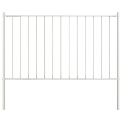 Fence Panel with Posts Powder-coated Steel 1.81x0.75 m White