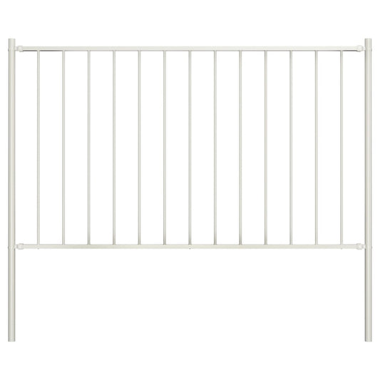 Fence Panel with Posts Powder-coated Steel 1.81x0.75 m White