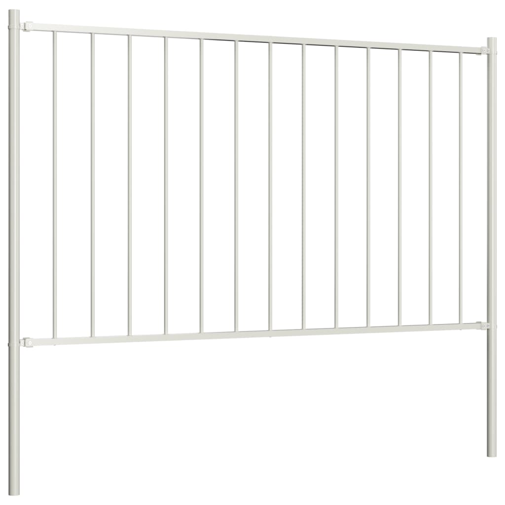 Fence Panel with Posts Powder-coated Steel 1.81x0.75 m White