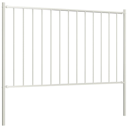 Fence Panel with Posts Powder-coated Steel 1.81x0.75 m White