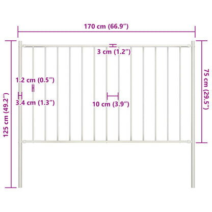 Fence Panel with Posts Powder-coated Steel 1.81x0.75 m White
