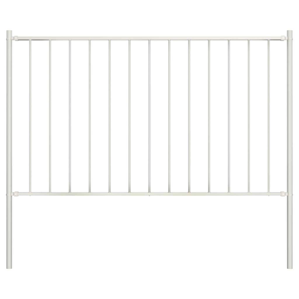 Fence Panel with Posts Powder-coated Steel 1.81x1 m White