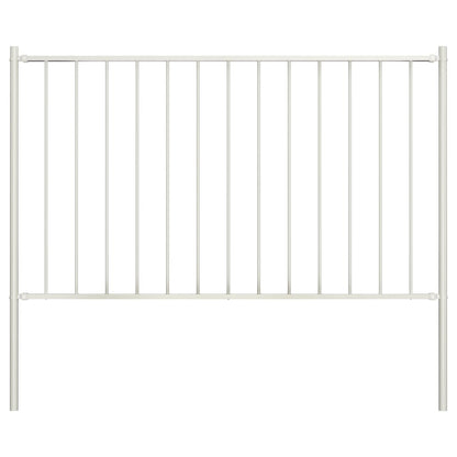 Fence Panel with Posts Powder-coated Steel 1.81x1 m White