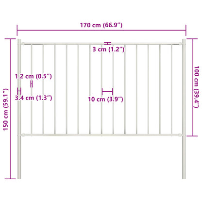 Fence Panel with Posts Powder-coated Steel 1.81x1 m White