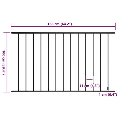 Fence Panel Powder-coated Steel 1.7x1 m Black