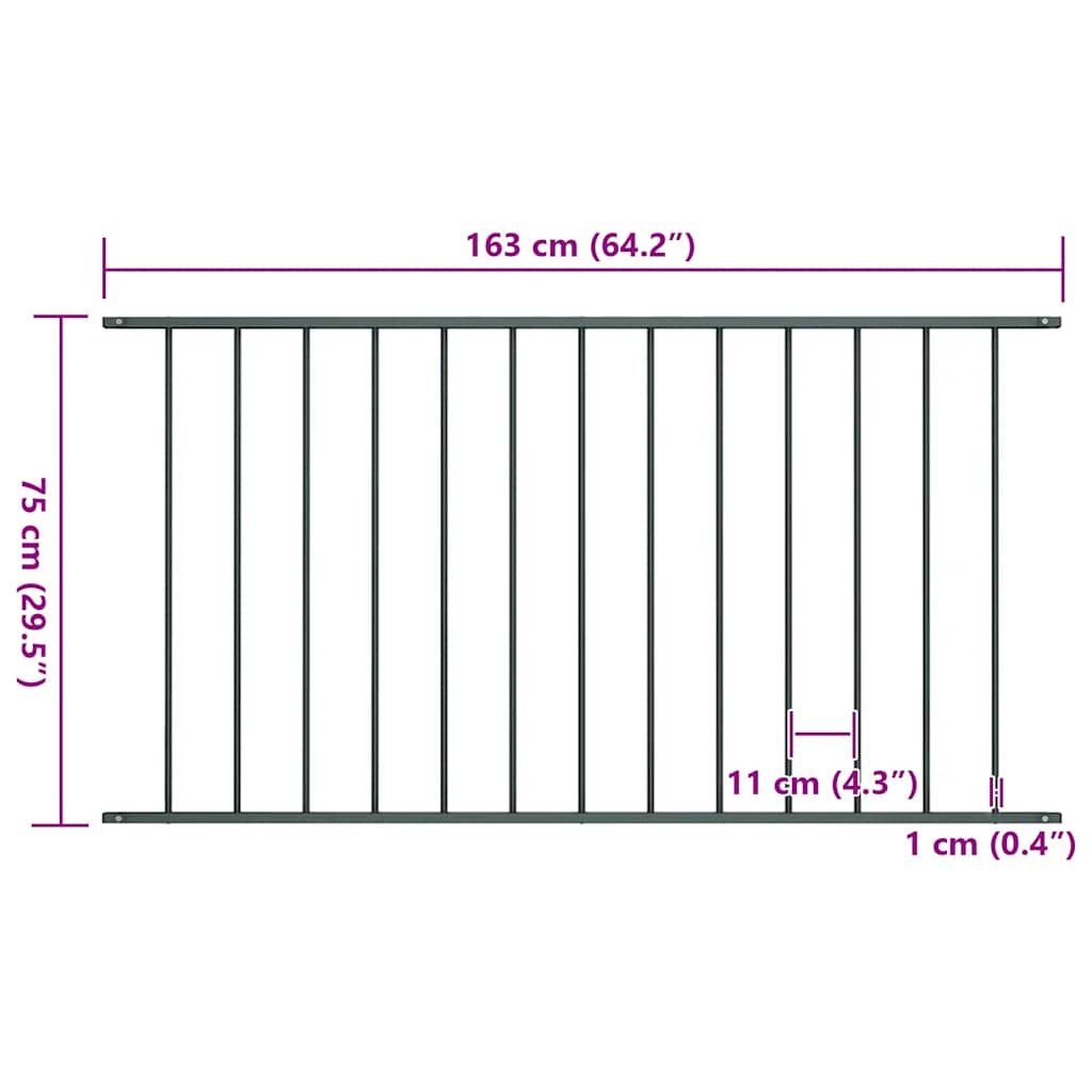 Fence Panel Powder-coated Steel 1.7x0.75 m Anthracite