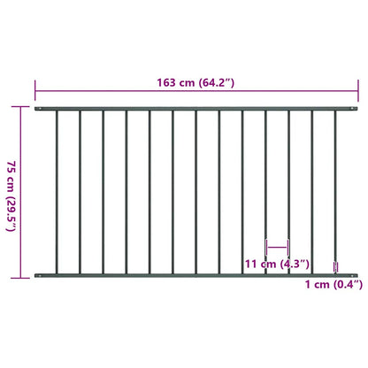 Fence Panel Powder-coated Steel 1.7x0.75 m Anthracite