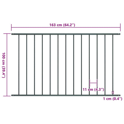 Fence Panel Powder-coated Steel 1.7x1 m Anthracite