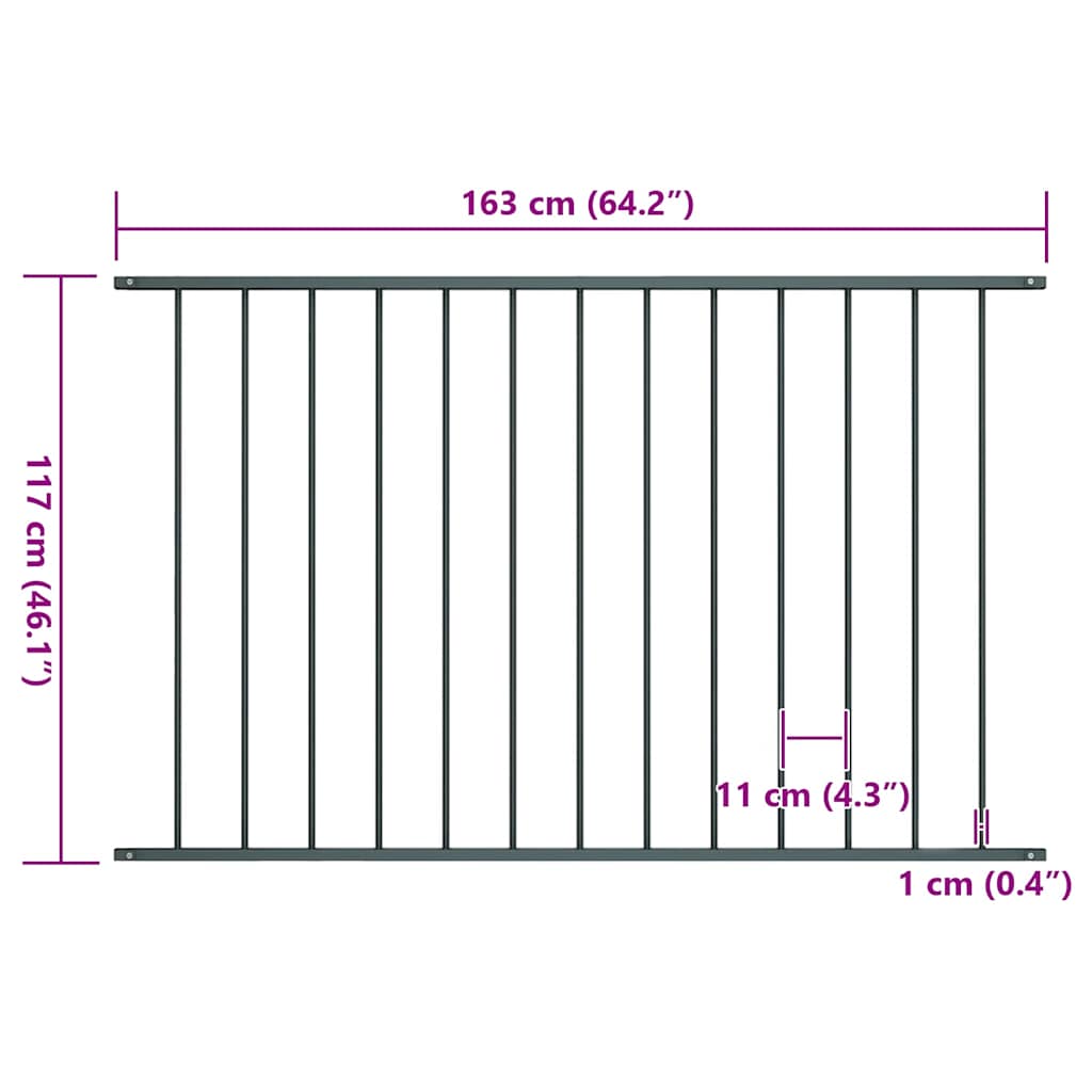 Fence Panel Powder-coated Steel 1.7x1.25 m Anthracite