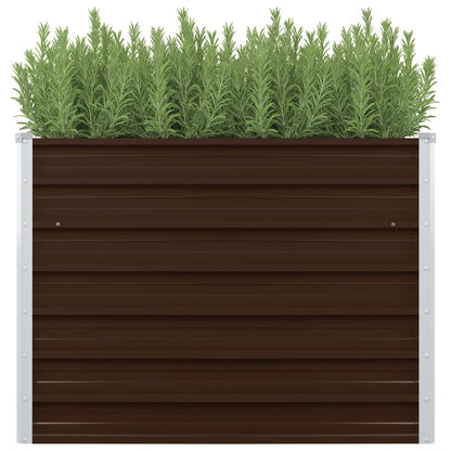 Raised Garden Bed Brown 100x100x77 cm Galvanised Steel