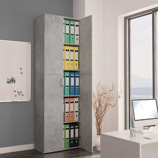 Office Cabinet Concrete Grey 60x32x190 cm Engineered Wood