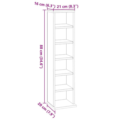 CD Cabinet White 21x20x88 cm Engineered Wood