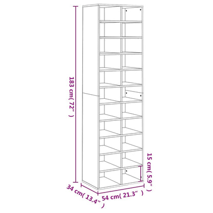Shoe Cabinet Concrete Grey 54x34x183 cm Engineered Wood