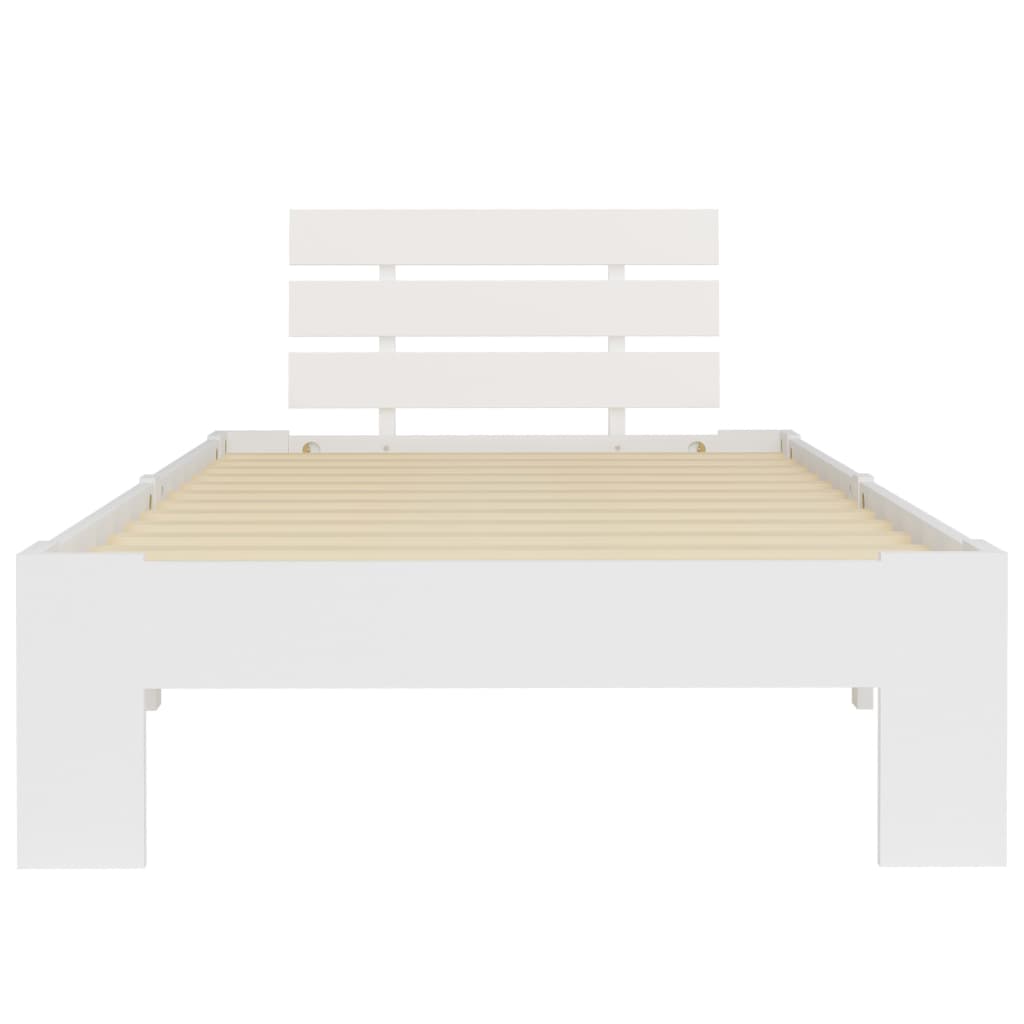 Bed Frame without Mattress White Solid Pine Wood 90x200 cm