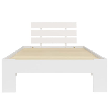Bed Frame without Mattress White Solid Pine Wood 90x200 cm