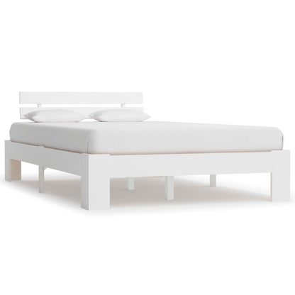 Bed Frame without Mattress White Solid Pine Wood 120x200 cm
